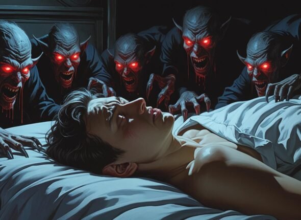 CRIAR UMA IMAGEM DE UMA PESSOA SONHANDO COM MONSTROS TERRIVEIS