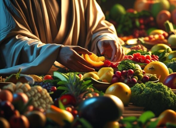 PROFETA COMENDO COMIDA SAUDAVEL E MESA CHEIA